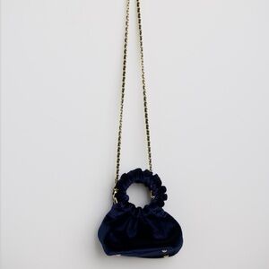 Elegant Navy Blue Clutch with Gold Chain